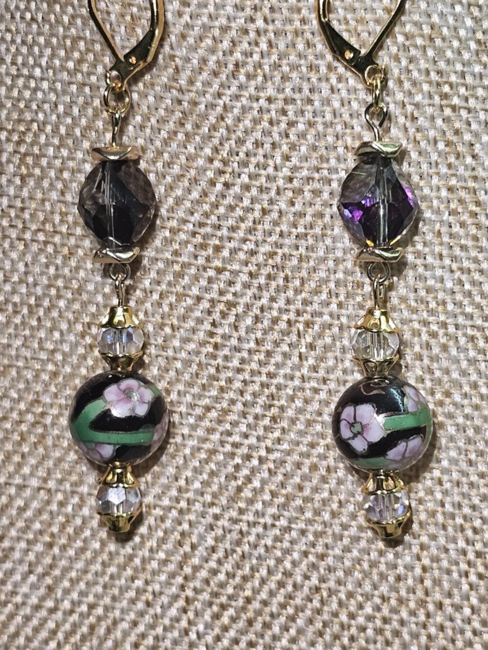 JB Originals - "Gilded Nightgarden" - Vintage Cloisonné & AB Crystal Set - Picture 9 of 10